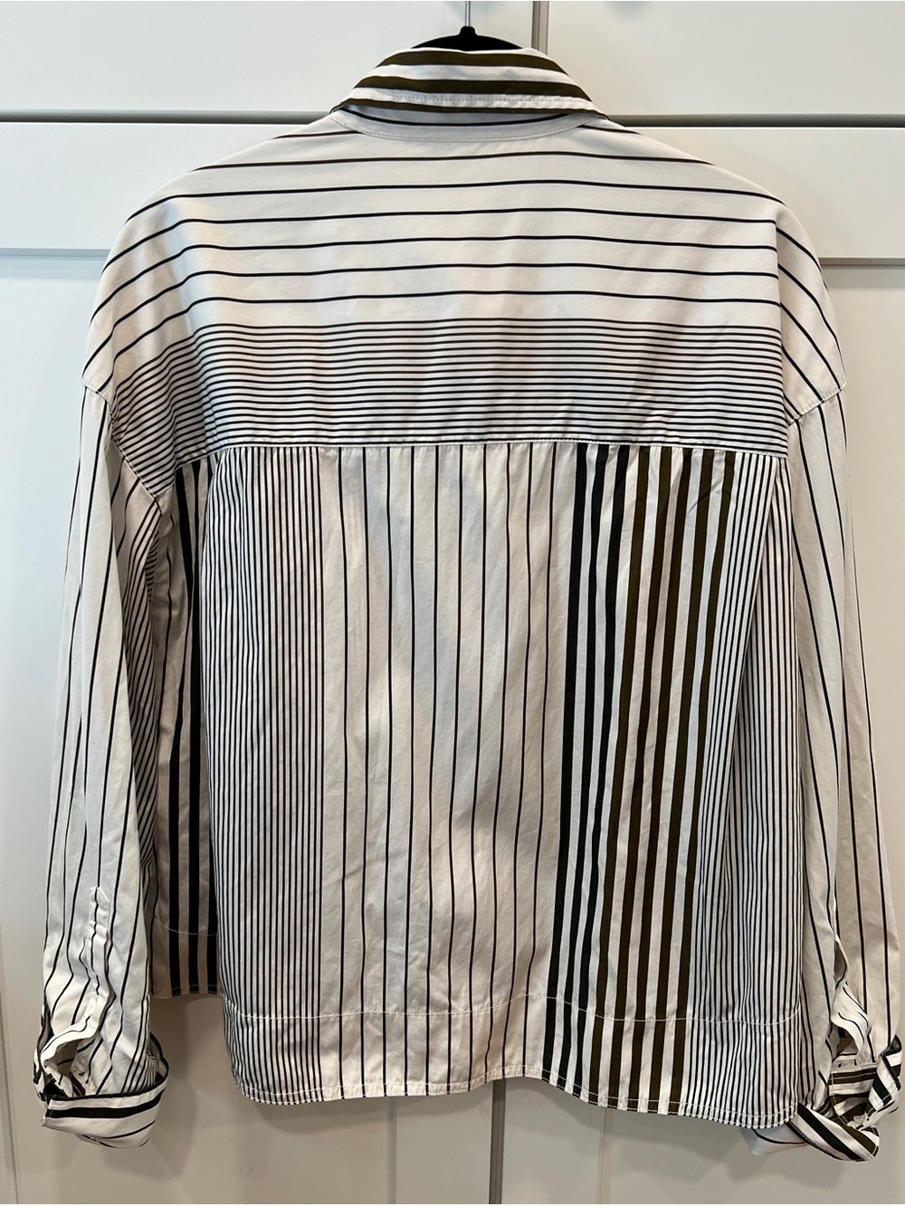MADEWELL CURVE-HEM SHIRT IN POPLIN LIGHTHOUSE STRIPE, SIZE L. - Picture 7 of 11